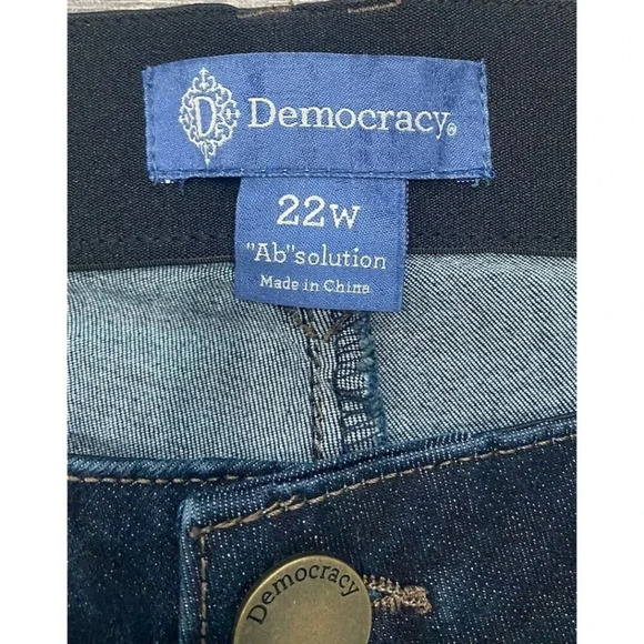 NWT Democracy Jeans Ab Solution High Rise Skinny Dark Wash Rhinestone 22W New - Picture 3 of 6